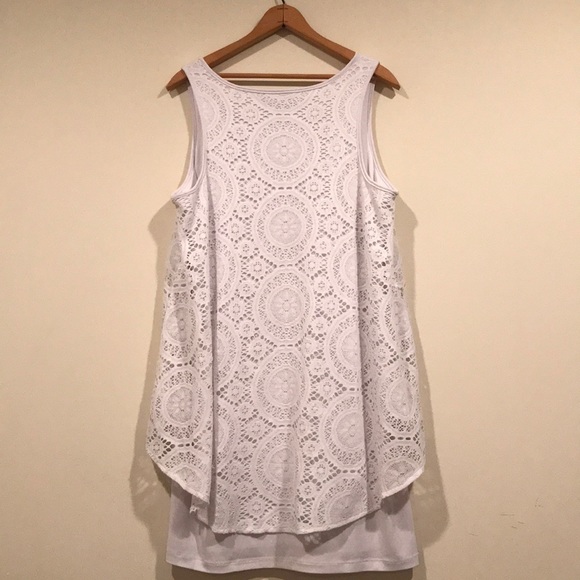 Plus Size Mini White Lace Dress - Picture 5 of 7